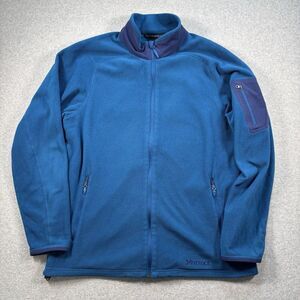 Marmot Sweatshirt Men's Large Blue Fleece Polartec Full Zip Sweater Outdoor Hike